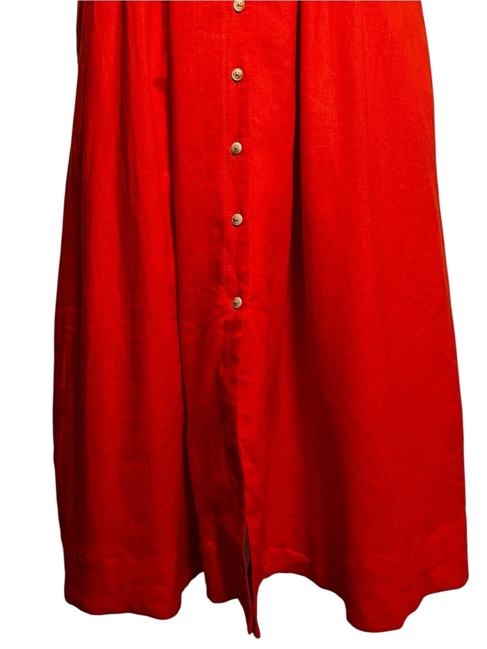 Scotch & Soda Pleated Dolman Sleeve Linen Blend Orange Midi Dress Small - Picture 7 of 14